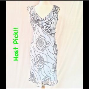 🎉HP!!🎉 Light Blue and Black Lined Ruffle Dress
